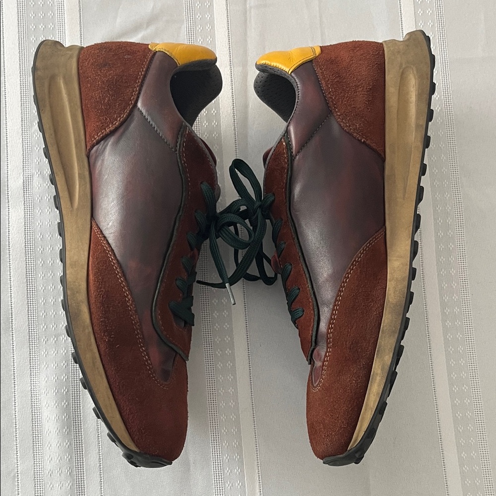 Steve Madden Brown Suede & Leather Sneakers with Dark Green Laces